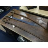 A LATE 19TH CENTURY NAVAL OFFICERS SWORD, ANOTHER AND A REPRODUCTION SWORD