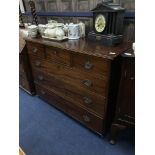 A 19TH CENTURY MAHOGANY CHEST OF DRAWERS