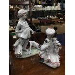 A LLADRO FIGURE OF A GIRL AND A DOG AND OTHER FIGURES
