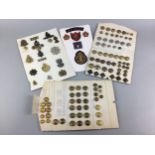A LOT OF MILITARY BADGES AND BUTTONS AND OTHER MILITARY EPHEMERA