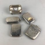 A SILVER VESTA CASE, SILVER PLATED SOVEREIGN HOLDER AND OTHER ITEMS