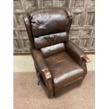 A BROWN LEATHER RECLINER CHAIR
