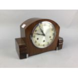 A LOT OF FOUR STAINED WOOD MANTEL CLOCKS