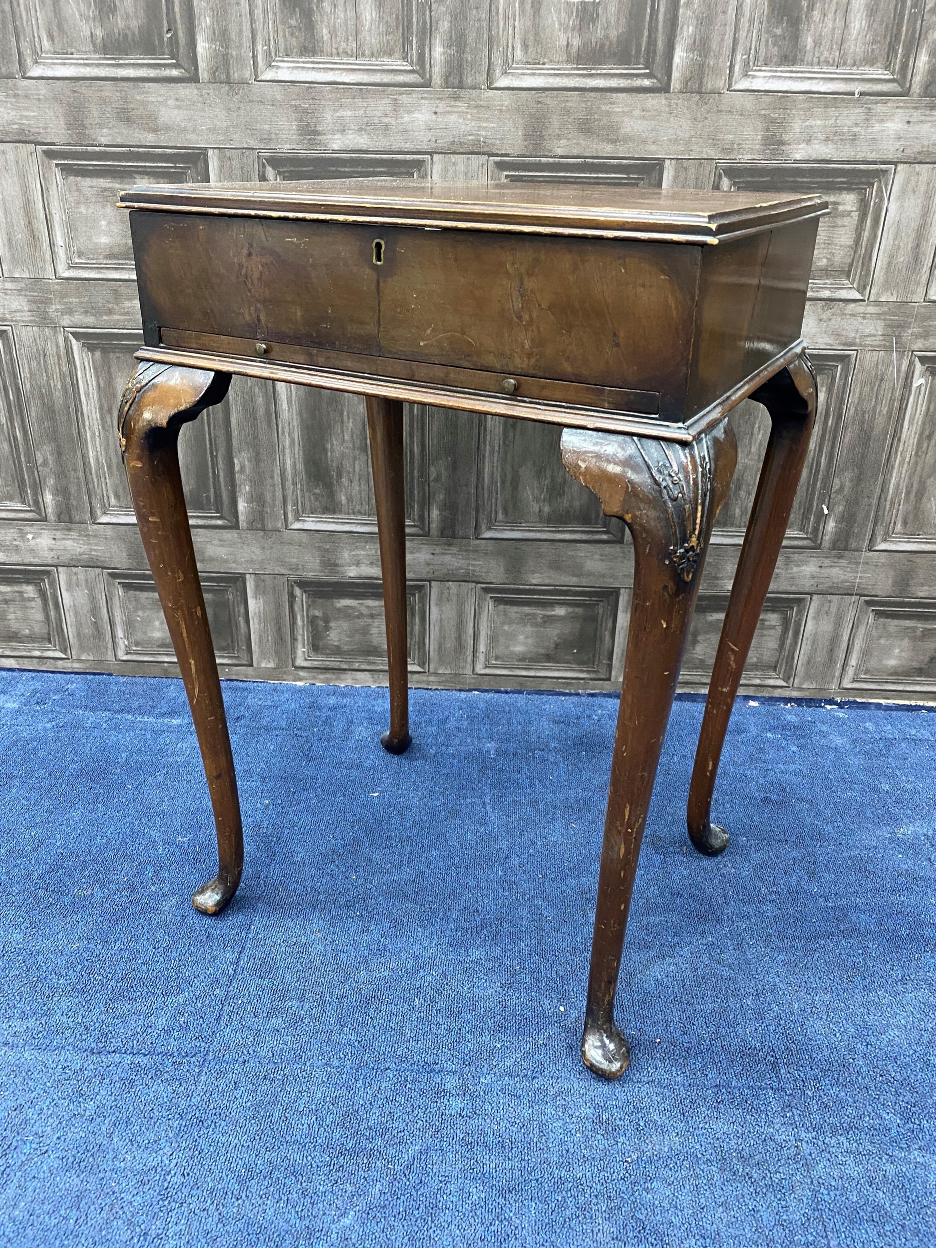 A MAHOGANY SEWING TABLE AND THREE OTHER ITEMS