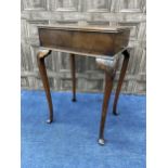 A MAHOGANY SEWING TABLE AND THREE OTHER ITEMS