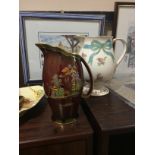 A CARLTON WARE ROUGE ROYALE JUG ALONG WITH OTHER CERAMICS