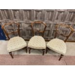 A LOT OF THREE VICTORIAN WALNUT BEDROOM CHAIRS