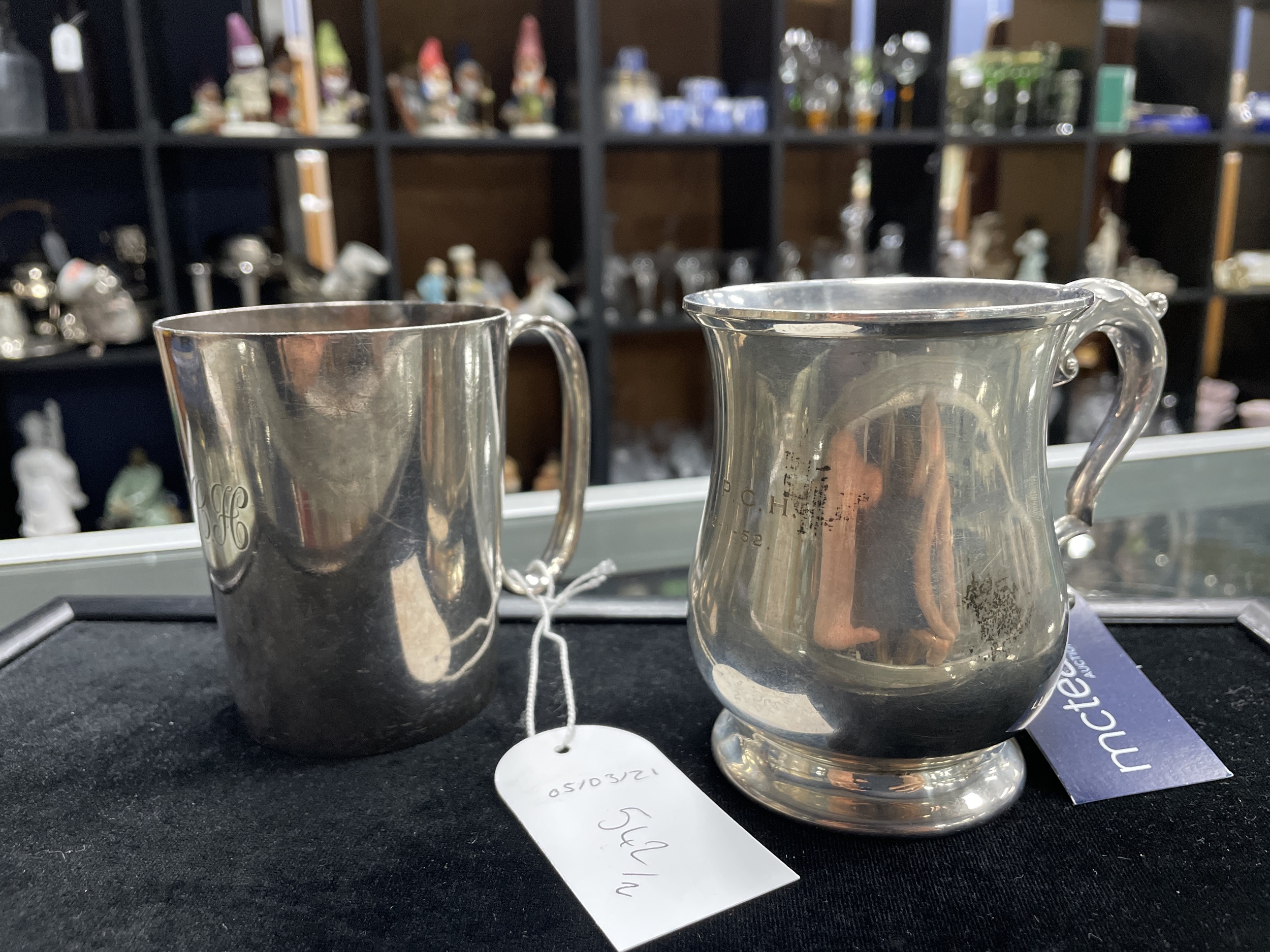 A SILVER CHRISTENING CUP AND A SILVER PLATED CUP