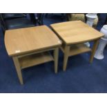 A PAIR OF OAK TWO TIER OCCASIONAL TABLES