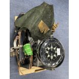 A SHIP'S GIMBAL COMPASS, CLARINET, SCRAP BOOK AND COWBOY OUTFIT