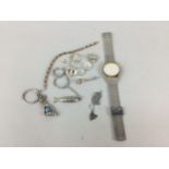 A COLLECTION OF COSTUME JEWELLERY AND A SKAGEN WATCH