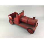 A RED TIN PLATE MODEL TRAIN