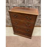 A STAINED WOOD CHEST OF DRAWERS