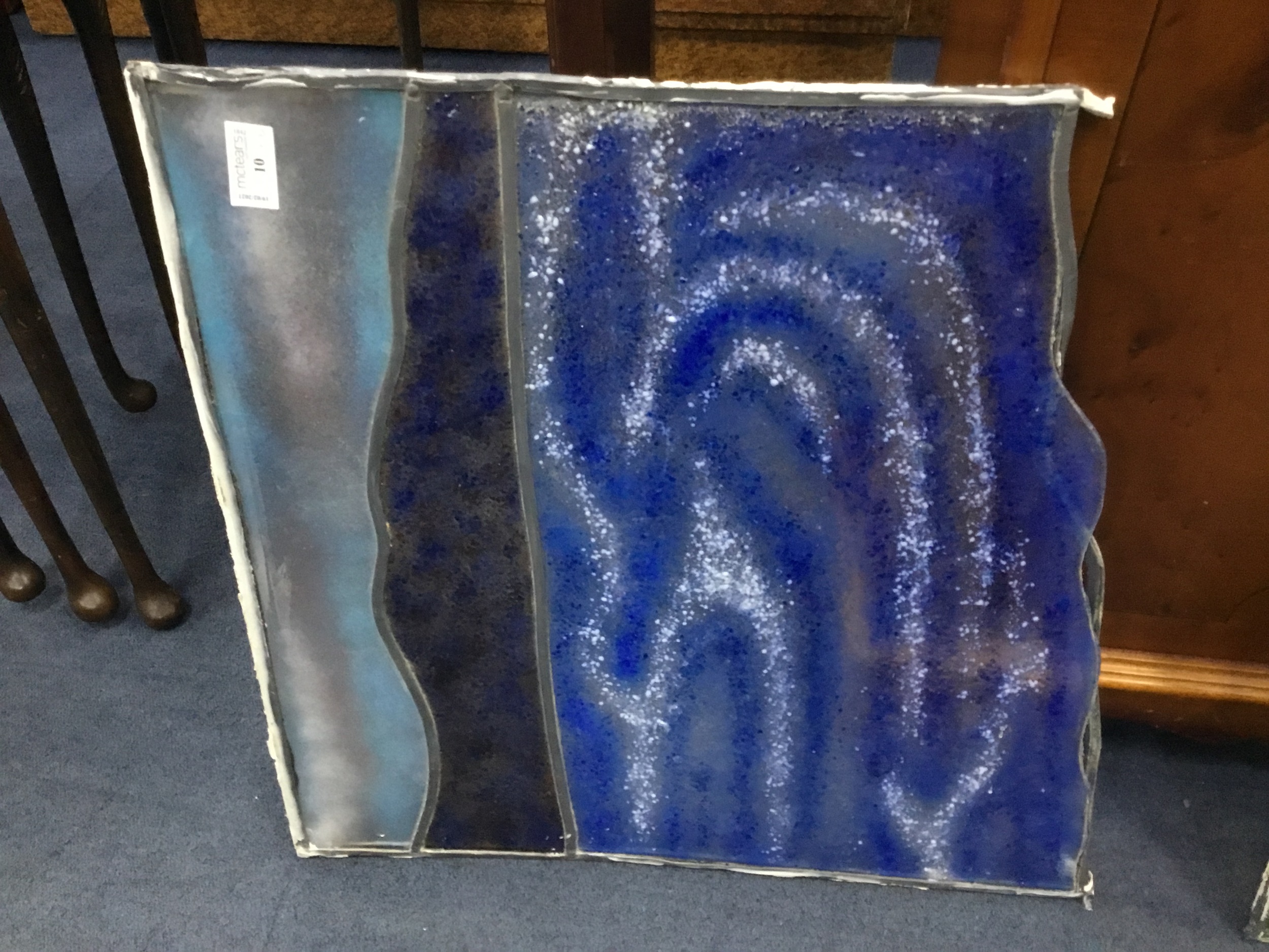 A STAINED AND LEADED GLASS PANEL AND ANOTHER - Image 2 of 2