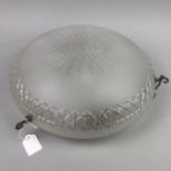 AN EARLY 20TH CENTURY OPAQUE GLASS CEILING LIGHT SHADE