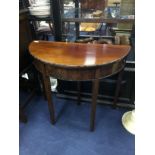 A MAHOGANY DEMI LUNE TEA TABLE