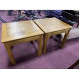 A PAIR OF BURR ELM SQUARE OCCASIONAL TABLES