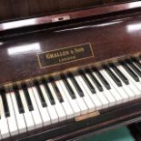 A MAHOGANY UPRIGHT PIANO BY CHALLEN & SONS, WITH STOOL