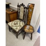 A 19TH CENTURY BARLEY TWIST CHAIR AND A SPINNING CHAIR