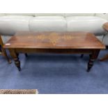 AN OAK COFFEE TABLE ALONG WITH AN OCCASIONAL TABLE