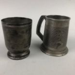 A GEORGIAN PEWTER MEASURE AND A TANKARD