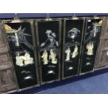 A SET OF FOUR CHINESE LACQUERED PANELS