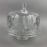 A CUT GLASS CAKE STAND/PUNCH BOWL