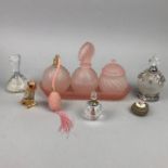 A FOUR PIECE DRESSING TABLE TRINKET SET AND OTHER VARIOUS PERFUME ATOMISERS