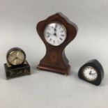 AN EARLY 20TH CENTURY ENAMEL CLOCK AND TWO OTHER CLOCKS