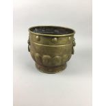 A BRASS COAL SCUTTLE, JELLY PAN AND OTHER ITEMS