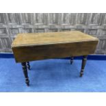 A VICTORIAN OAK PEMBROKE TEA TABLE