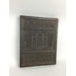 A CHINESE TEA BLOCK, ALONG WITH DEVOTIONAL PICTURES