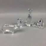 A LOT OF FOUR BACCARAT CLEAR GLASS ANIMAL FIGURES