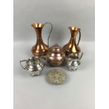 A LOT OF BRASS, COPPER AND SILVER PLATED WARE