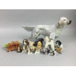 A BESWICK FIGURE OF AN ENGLISH SETTER AND OTHER ITEMS