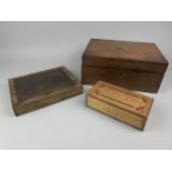 AN EARLY 20TH CENTURY BOX, ALONG WITH TWO OTHERS
