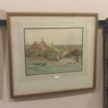 THATCHED COTTAGES, WATERCOLOUR BY HARRY BERSTECHER RSW