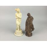 A MARBLE-EFFECT CLASSICAL STYLE FIGURE AND ANOTHER FIGURE