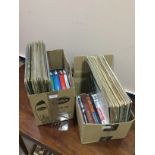 A LOT OF TWO BOXES OF LP RECORDS, DVD'S AND BOOKS