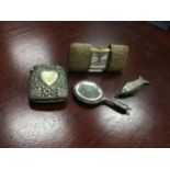 A MAPPIN SHAGREEN COVERED PURSE WATCH AND OTHER ITEMS