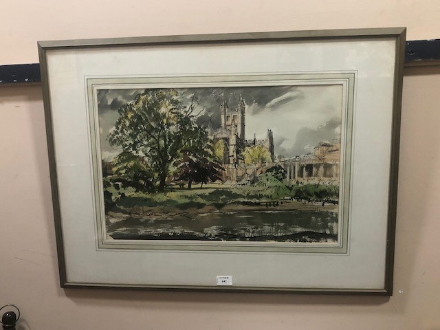 BATH ABBEY, WATERCOLOUR ON PAPER BY JAMES MILLER