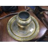 A CAIRO WARE CIRCULAR TRAY AND A POT