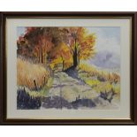 AUTUMN TRAIL, A WATERCOLOUR BY JAMES FORRESTER