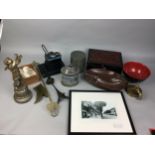A LOT OF BRASS WARE, PEWTER AND OTHER ITEMS