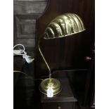 A BRASS TABLE LAMP AND A PAIR OF CONTINENTAL VIENNA STYLE TABLE LAMPS WITH SHADES