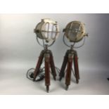 A PAIR OF BRASS MARINE TABLE LAMPS