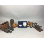 A PAIR OF CARL ZEISS JENA TELACT BINOCULARS AND OTHER ITEMS