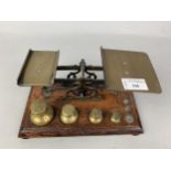 A SET OF VICTORIAN POSTAGE SCALES AND WEIGHTS