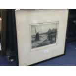 AN EAST COAST HARBOUR ETCHING BY JOHN MCGHIE