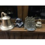 A BRASS SHIP'S BELL AND OTHER BRASS WARE